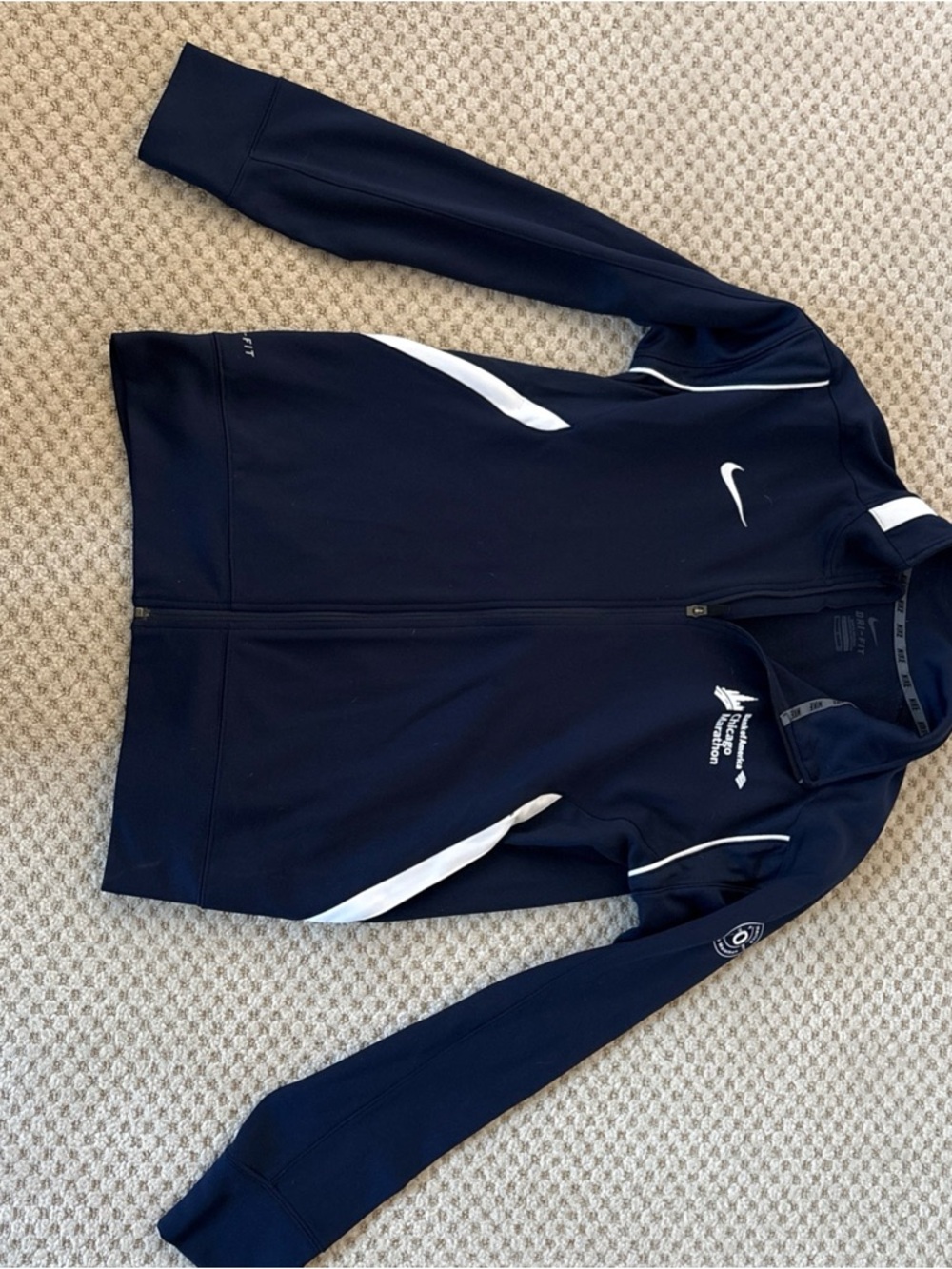 Nike Navy and White Full-Zip Bomber Jacket